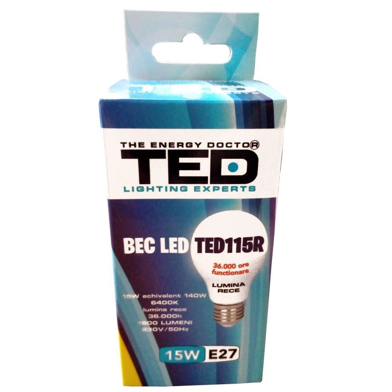 Bec LED E27, 15W, 6400K, 36.000h