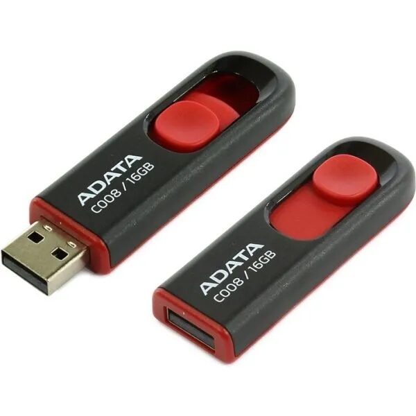 Memorie USB ADATA, 16GB, capac retractabil, Black/Red (4718050609604)