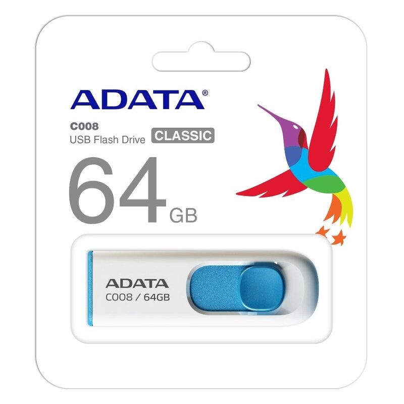 Memorie USB ADATA, 64GB, capac retractabil, Black/Blue (4713435791462)