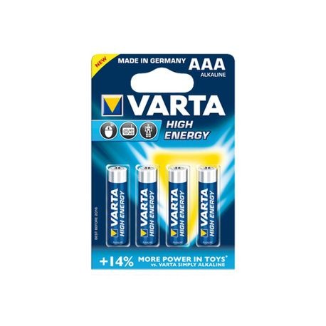 Baterie alcalina Varta High Energy, 1.5V R3, AAA, 4 bucati/set