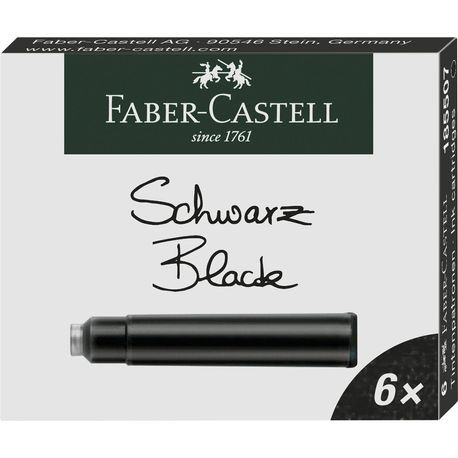 Cartuse cerneala mici negru 6 buc/cutie Faber-Castell