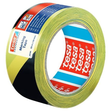 Banda adezva marcare 50 mm x 33 m galben/negru 60760 Tesa