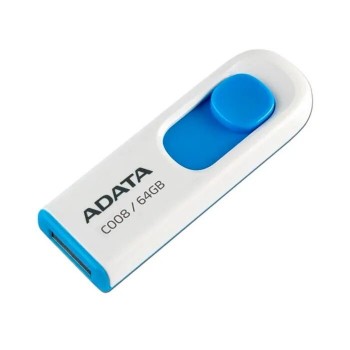 Memorie USB ADATA, 64GB, capac retractabil, White/Blue (4713435791462)