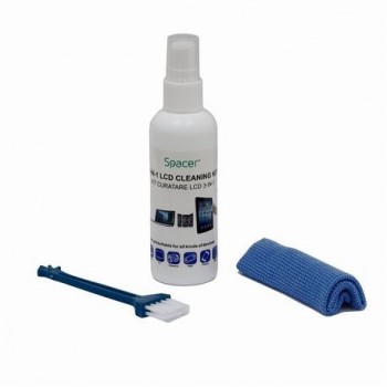 Kit curatare lcd 3-in-1 Spacer 100ml servetel