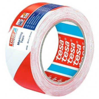 Banda adezva marcare 50 mm x 33 m alb/rosu 60760 Tesa